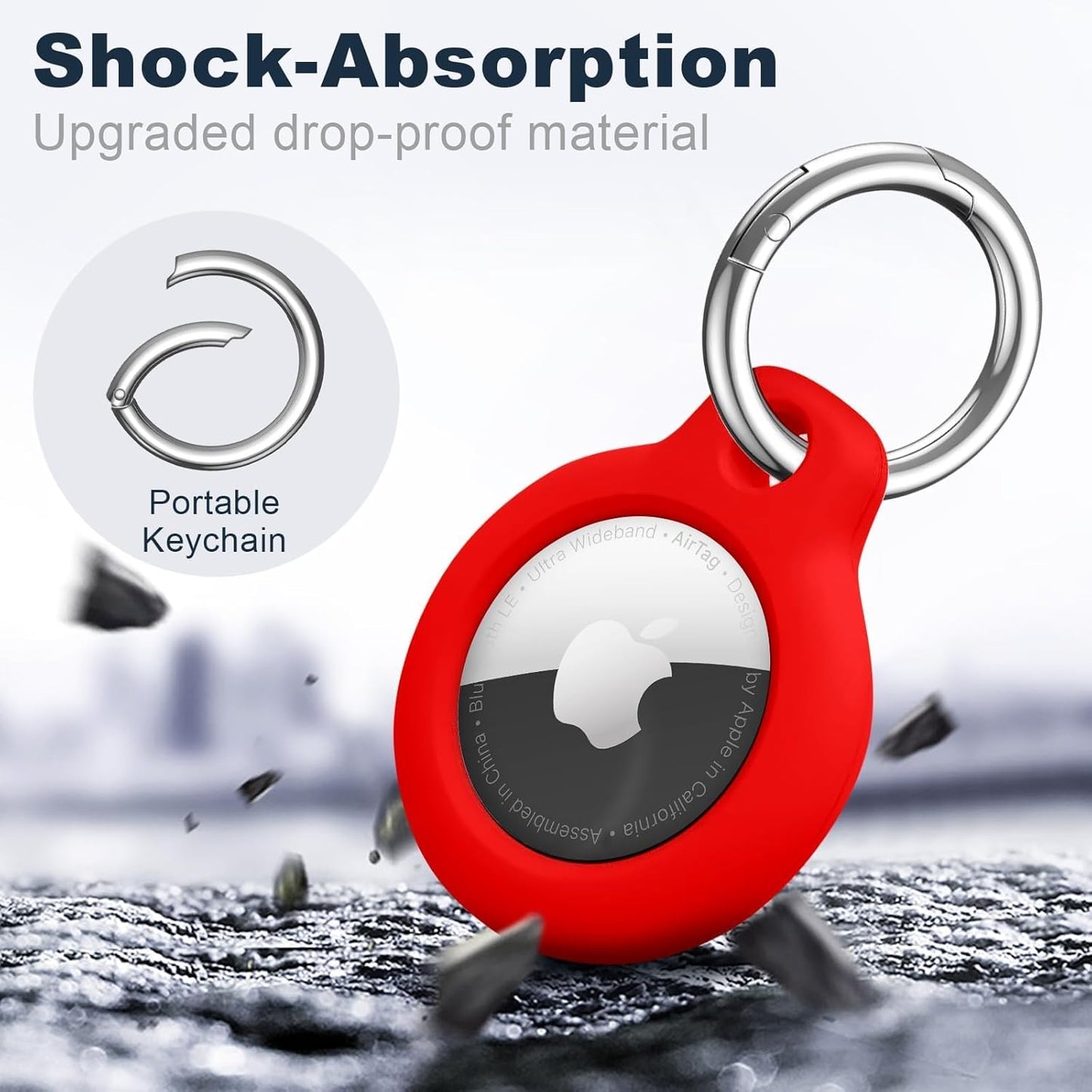 Airtag Holder Air Tag Case with Keychain, Anti-Scratch Airtags Key Chain for Apple Air Tags, Airtag Accessories for GPS Item Finder Tracker,Red