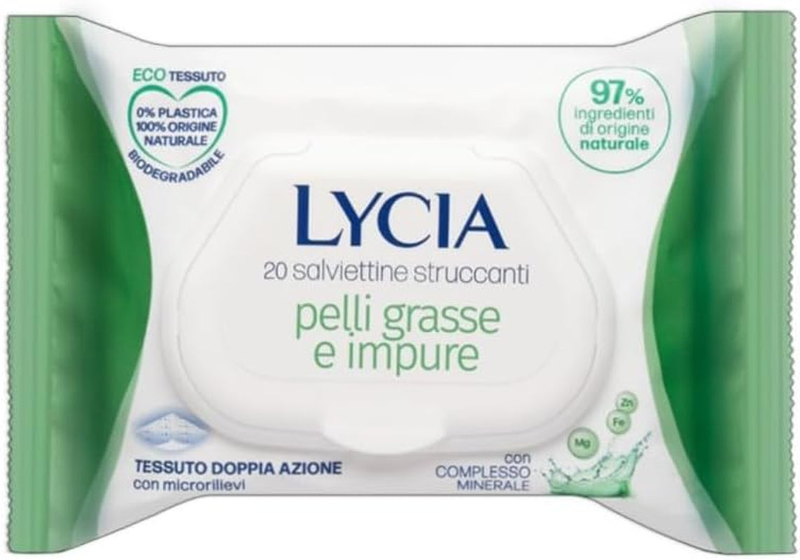- Salviettine Struccanti per Pelli Grasse, Salviette Struccanti per Viso E Occhi, Con Complesso Minerale, in Tessuto 100% Naturale, 20 Pezzi