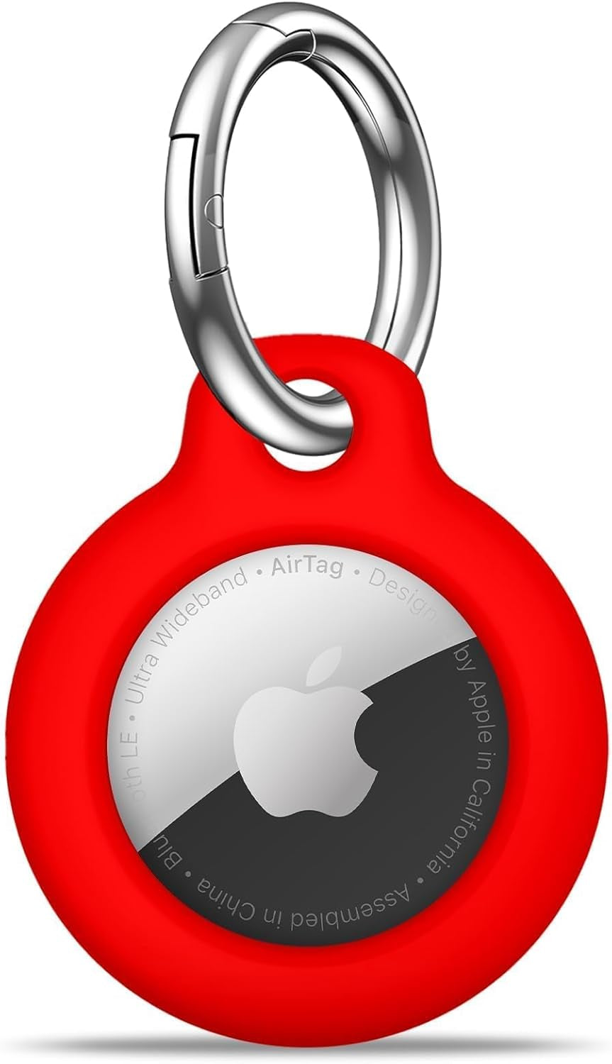 Airtag Holder Air Tag Case with Keychain, Anti-Scratch Airtags Key Chain for Apple Air Tags, Airtag Accessories for GPS Item Finder Tracker,Red