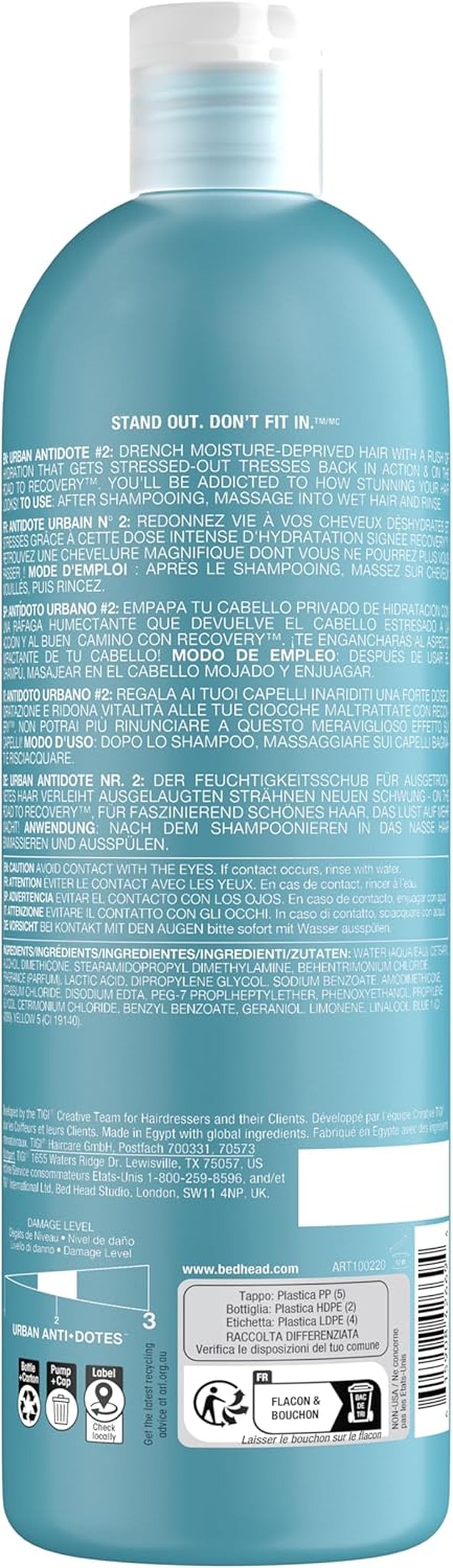 Bed Head by  - Urban Antidotes Recovery Moisturising Conditioner - Ideal for Dry Damaged Hair - 750 Ml